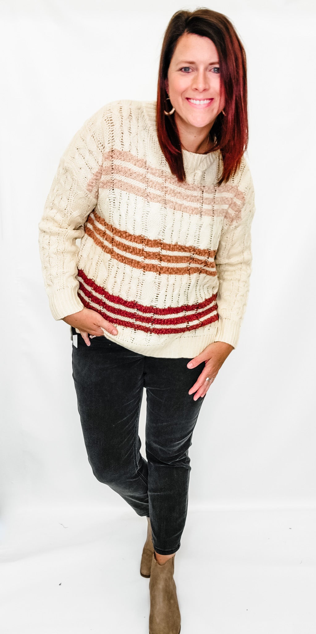 Cream colored cable knit on sale sweater