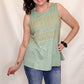 Sage Green Patch Stripe Sleeveless Tank