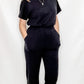 Black Scuba Knit Short Sleeve Jumpsuit