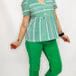 Tribal Kelly Green Flare Top with Buttons