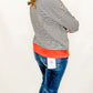 Cream, Orange & Charcoal Striped Sweatshirt