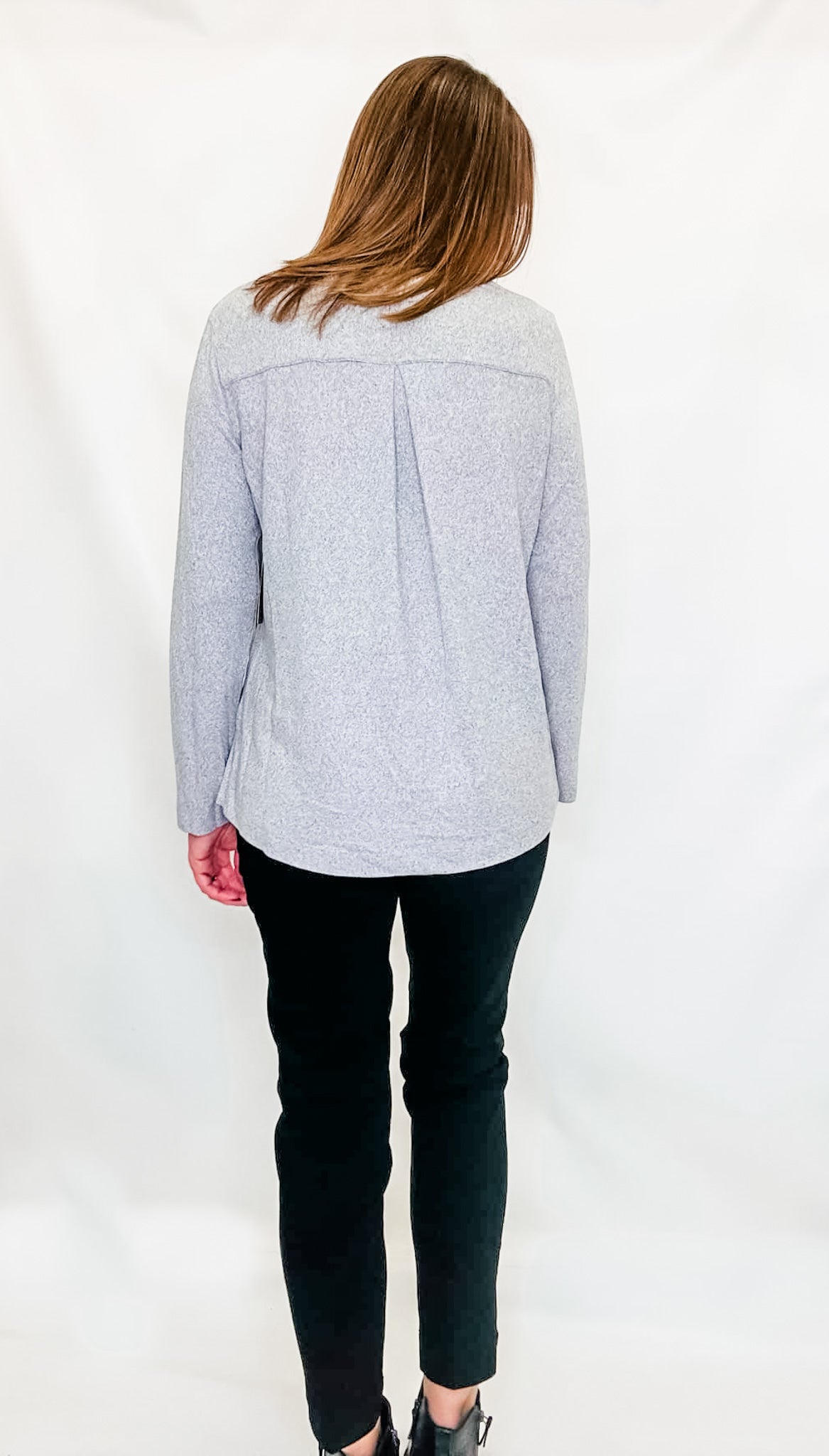 Multiples Snow Gray Knit, Half Zip Top