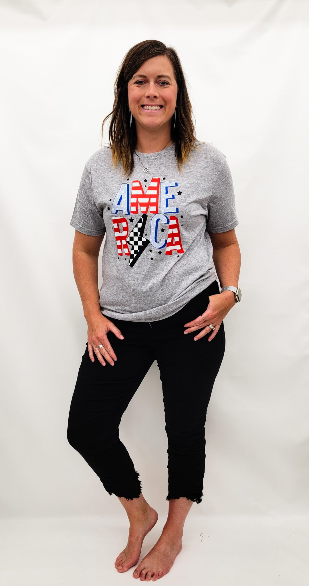 America, Heather Gray Graphic Tee