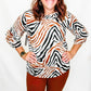 Multiples Brown Zebra Ruffle Sleeve Top