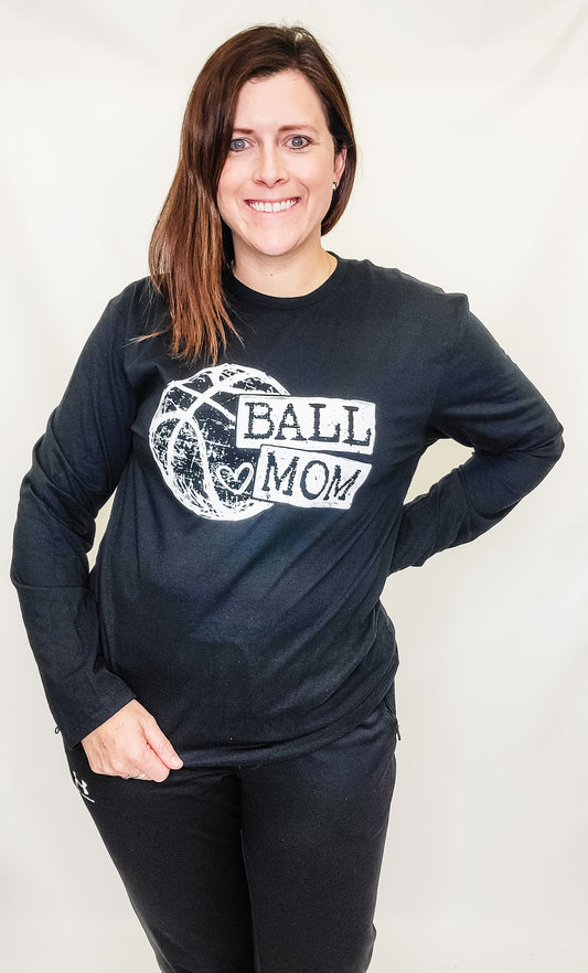 Ball Mom, Black Long Sleeve