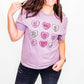 Valentine's Day Hearts Gray Purple Graphic Tee