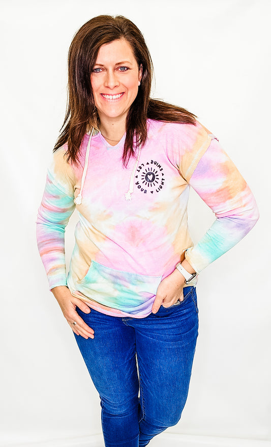 Let Your Light Shine Tie Dye Graphic Terry Hoodie