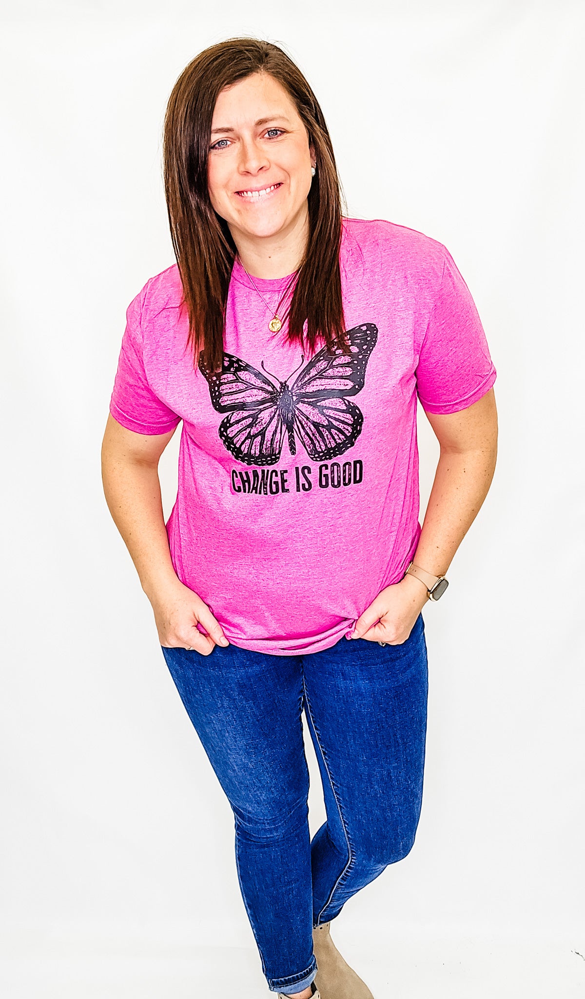 Change is Good Heather Pink Graphic Tee