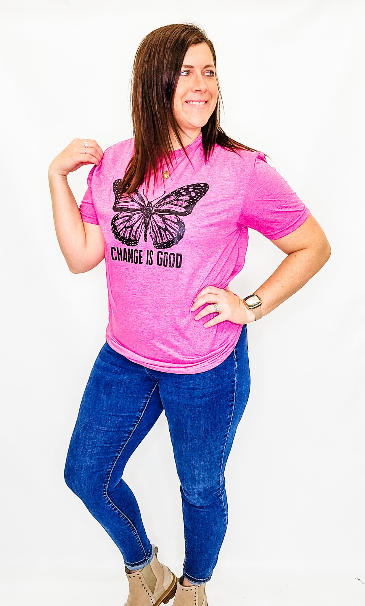 Change is Good Heather Pink Graphic Tee