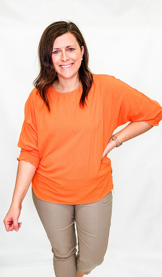 Multiples Bright Melon Dolman Top