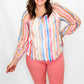 Charlie B Peach Stripes Off-Shoulder Blouse