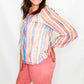 Charlie B Peach Stripes Off-Shoulder Blouse