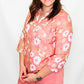 Charlie B Peach Cosmos Printed Roll Sleeve Blouse