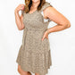 Khaki Animal Print V-Neck Dress