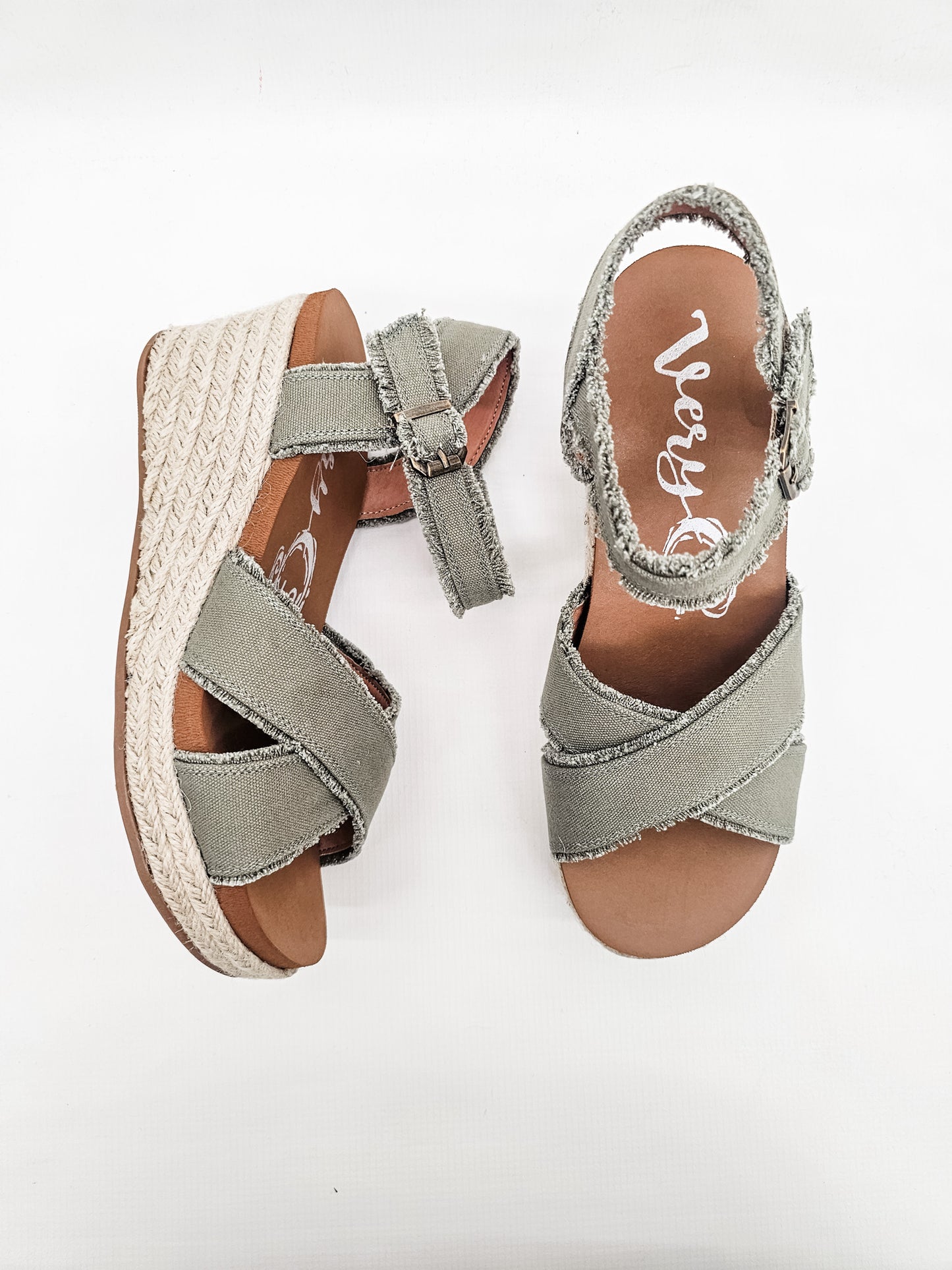 Very G Brista Khaki Olive Wedge Sandal