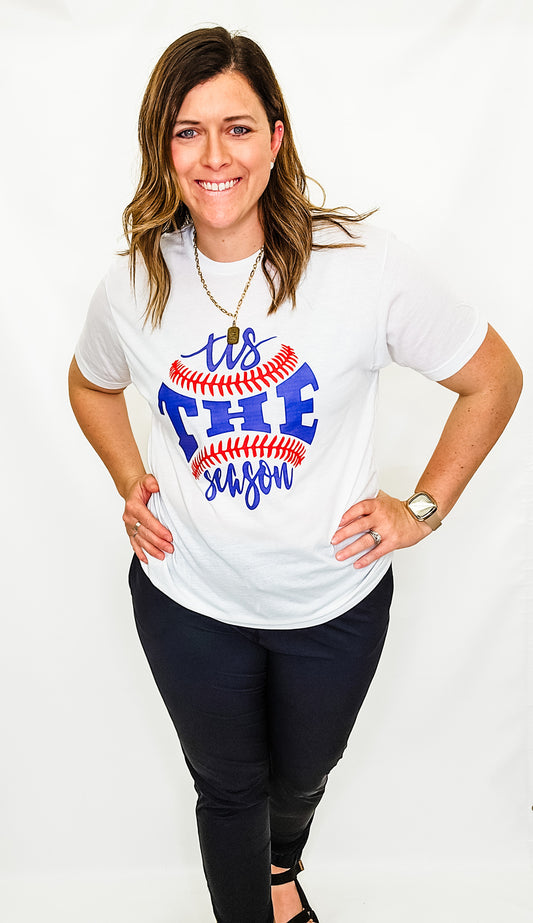 Tis the Baseball Season White Graphic Tee