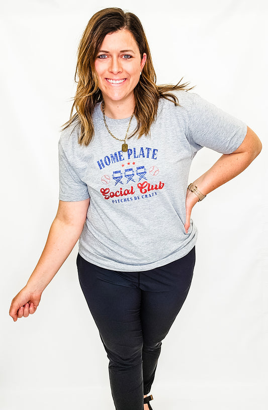 Home Plate Social Club Heather Gray Tee