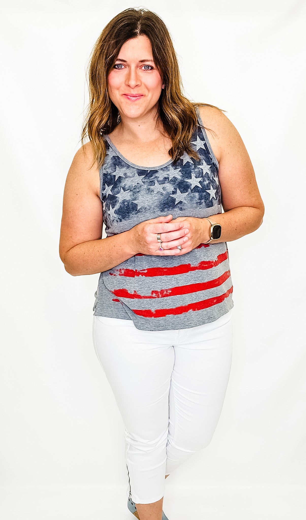 Stars & Stripes Gray Tank Top