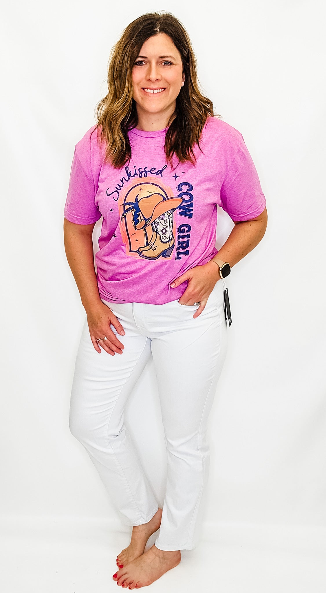 Sunkissed Cowgirl Heather Radiant Orchid Graphic Tee