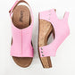 Corkys Light Pink Washed Canvas Carley Wedges