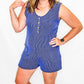 Navy Ribbed Sleeveless Romper