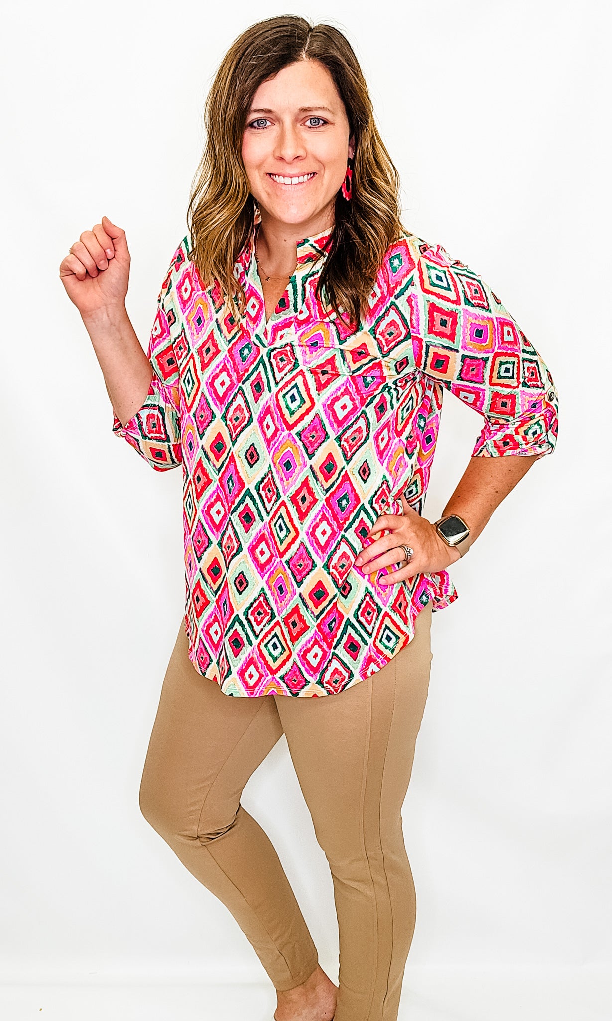 Lizzy Dolman Printed 3/4 Sleeve Top - Variety