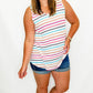 White & Multi-Color Stripe Tank - Ext Size Only