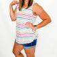 White & Multi-Color Stripe Tank - Ext Size Only