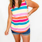 Multi-Color Stripe French Terry Tank - Ext Size Only