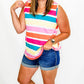 Multi-Color Stripe French Terry Tank - Ext Size Only