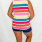 Multi-Color Stripe French Terry Tank - Ext Size Only