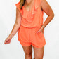 Peachy Orange Tie Back Romper - Ext Size Only