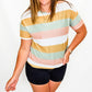 Sage & Pink Striped Short Sleeve