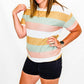 Sage & Pink Striped Short Sleeve