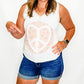 Cream & Pink Floral Peace Sign Heart Tank