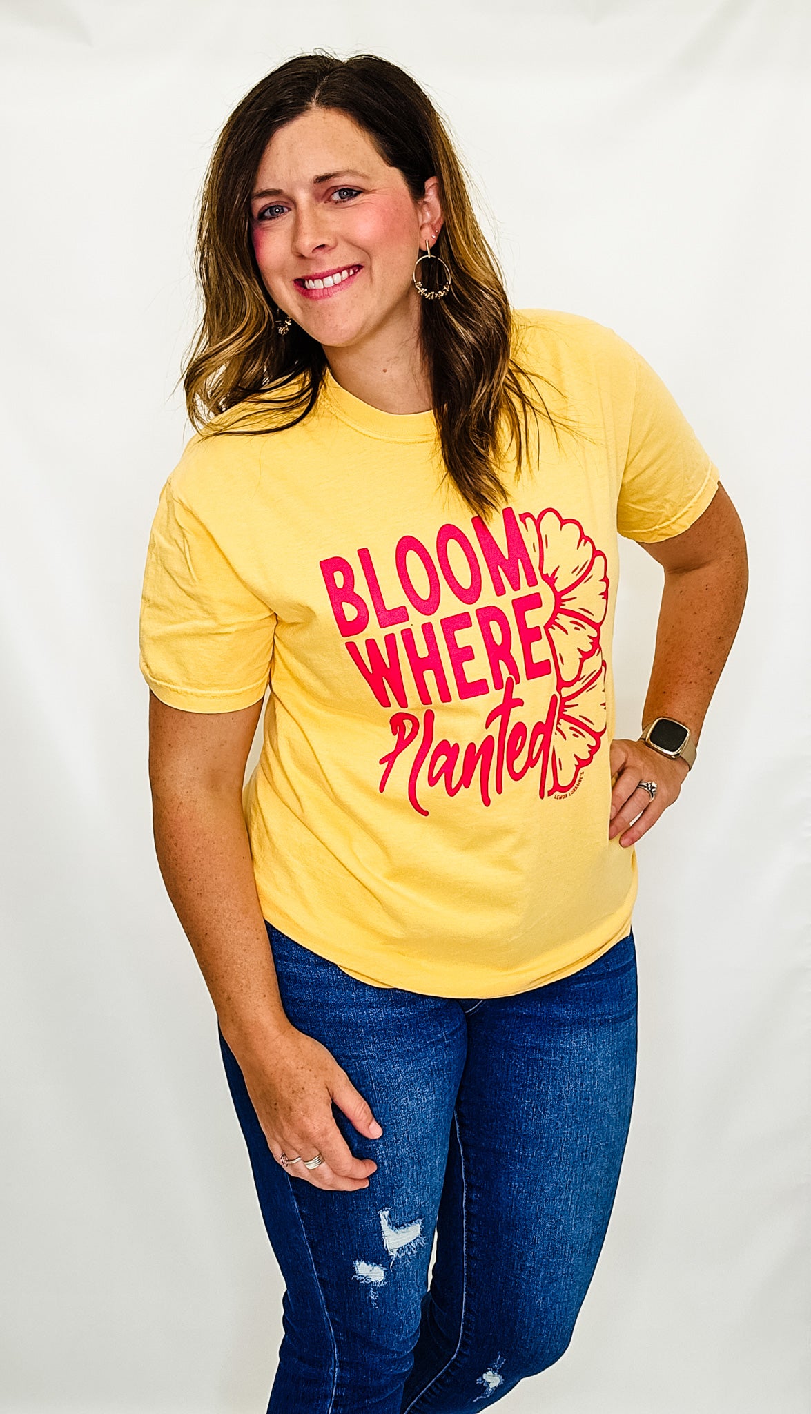 Bloom Where Planted, Yellow Graphic Tee