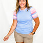 Pink & Baby Blue Striped Knit Short Sleeve