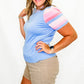 Pink & Baby Blue Striped Knit Short Sleeve