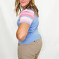 Pink & Baby Blue Striped Knit Short Sleeve