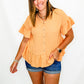 Cantaloupe Orange Side Ruffle Short Sleeve