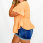 Cantaloupe Orange Side Ruffle Short Sleeve