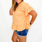 Cantaloupe Orange Side Ruffle Short Sleeve