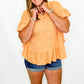 Cantaloupe Orange Side Ruffle Short Sleeve