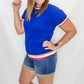 Dark Blue, Pink, & Mustard Knit Short Sleeve