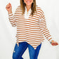 Cream & Rust Stripes Top with Collar