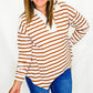 Cream & Rust Stripes Top with Collar