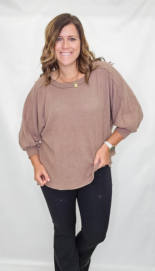 Ribbed Thermal Long Sleeve Top - Extended Sizes