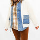 Denim Jacket Trim Ribbed Cardigan