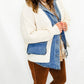 Denim Jacket Trim Ribbed Cardigan