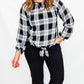 Charlie B Plaid Blouse with Front Knot - Variety